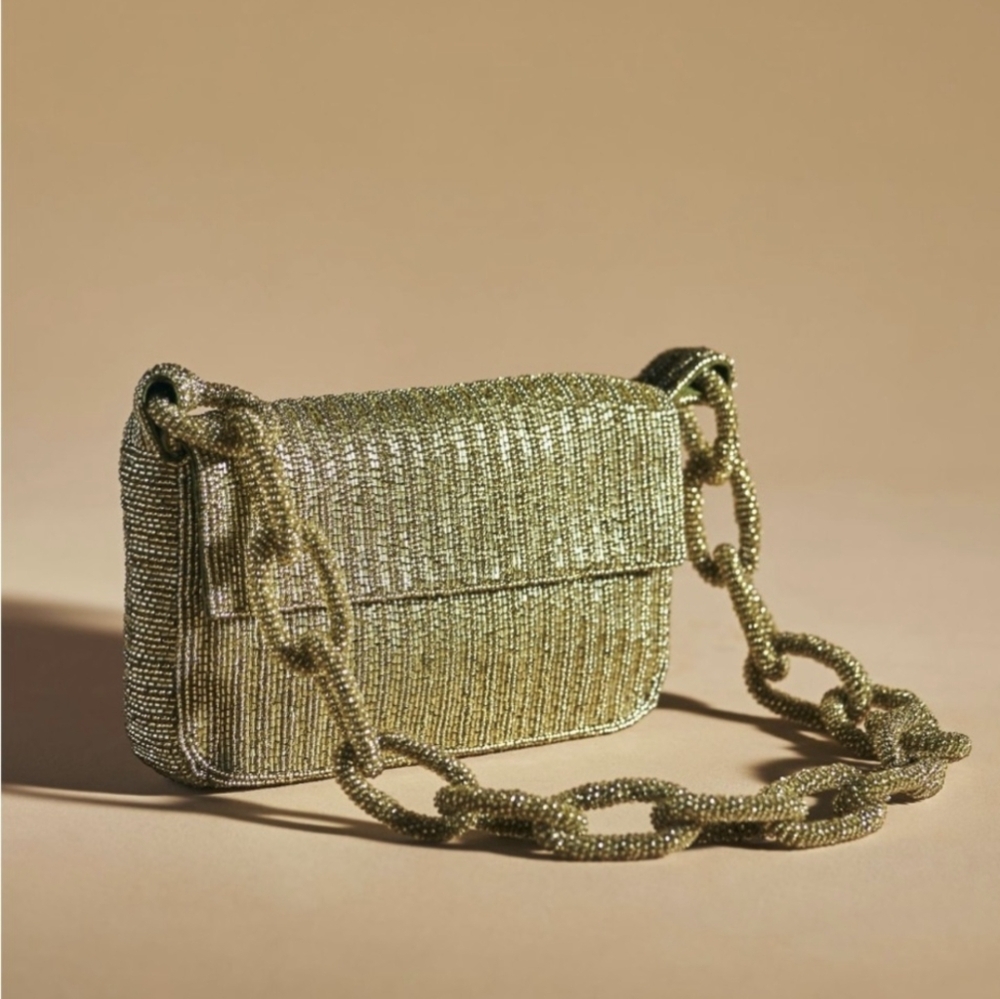 Anthropologie the Fiona beaded bag chain edition size 8” by 4.25” by 1.5”